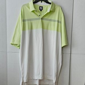 Men's FootJoy Big & Tall Crow Creek Golf Polo - Lime & White - 2XL - Like New